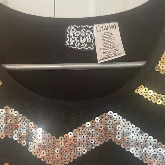 Pogo Club of NY Girls Size Large Sequins Gold Silver Layered Sleeveless Dress - Picture 3 of 4